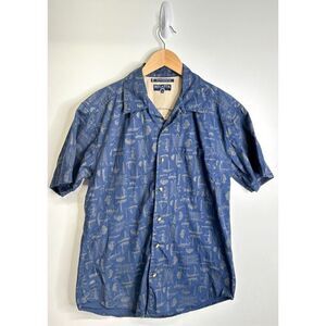 Regatta Shirt Mens Casual Short Sleeve Button Front Blue‎ Size Medium